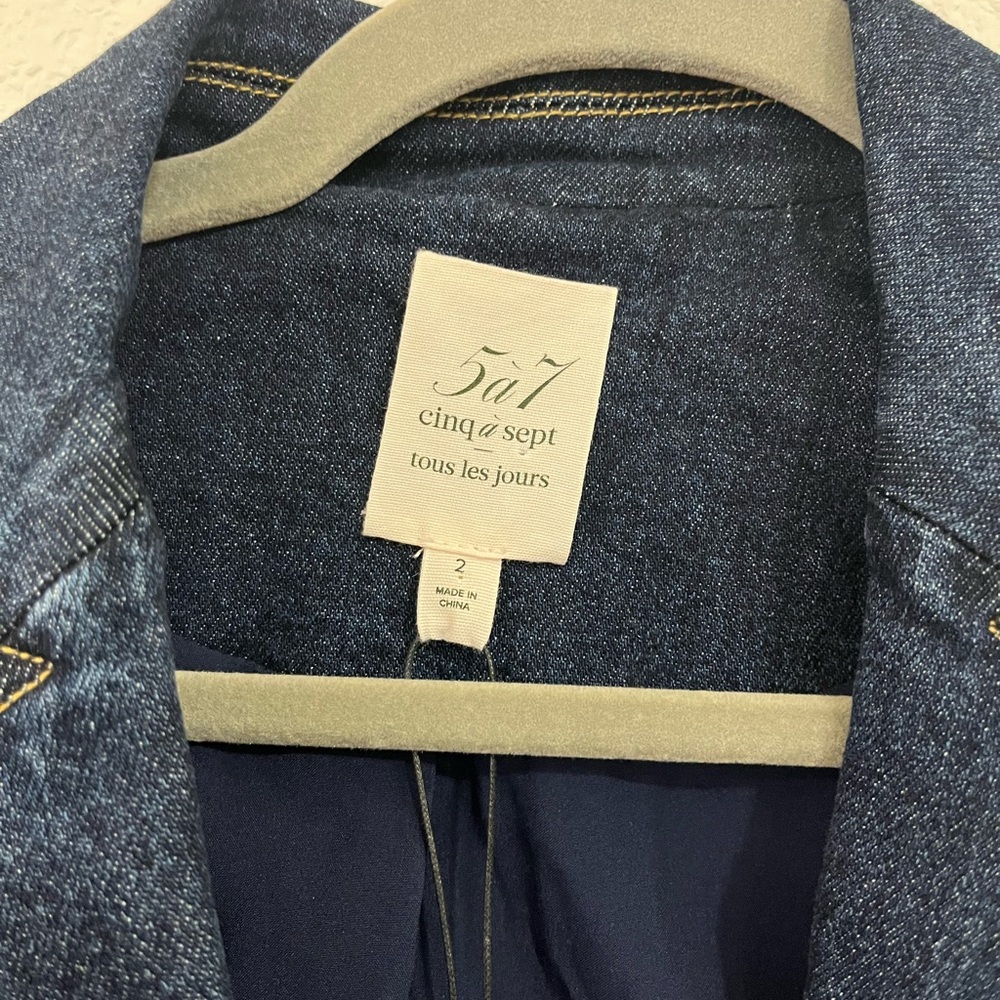 NWT Cinq à Sept Mills Denim Appliqué Blazer - Picture 4 of 10